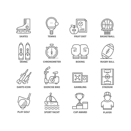 Thin line flat document sport black iconsのイラスト素材