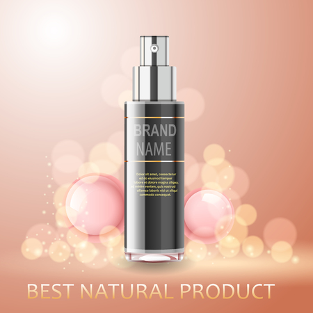 Vector realistic cosmetic bottles with natural elements.の写真素材