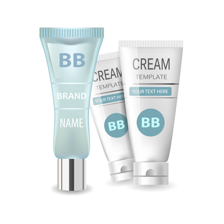 Vector realistic cosmetic bottles with natural elements.の写真素材