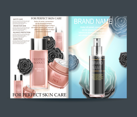 Cosmetic magazine elegant template, vector bright designのイラスト素材