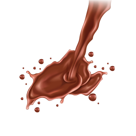 Splash and whirl chocolate liquid realistic vectorのイラスト素材
