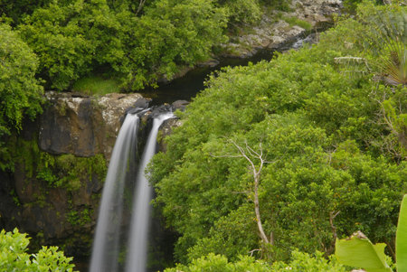 Exotic waterfall in Mauritius