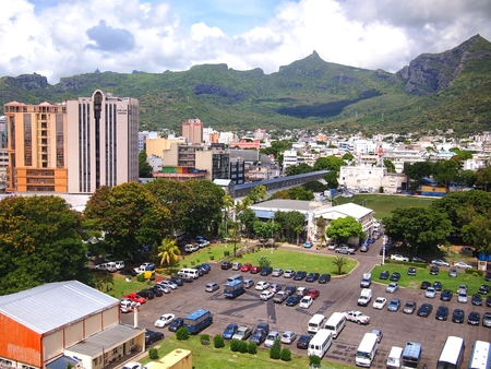 Aerial view of business centre of Port-Louis, capital of Mauritiusのeditorial素材