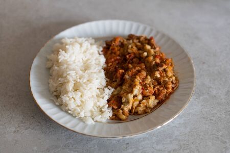 Turkish Food Hunkar Begendi made with Eggplant and Meatの写真素材