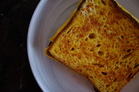 Japanese toast with eggs, homemade breakfast