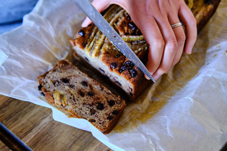 Homemade banana bread with chocolate chip