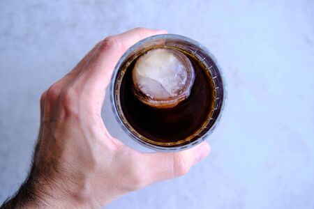 Cold Brew Coffee with two ice cubes, refreshing cold caffeine boostの写真素材