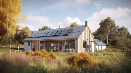 Eco-Utopia: A Sustainable Home for a Sustainable Future - AI generatedの素材