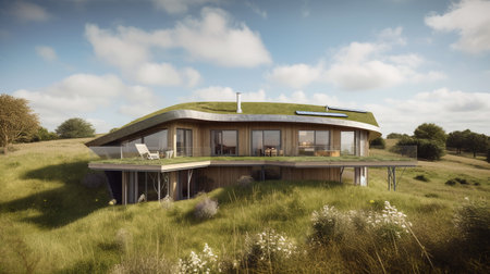 Eco-Utopia: A Sustainable Home for a Sustainable Future - AI generatedの素材