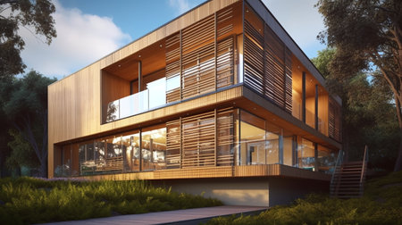 Eco-Utopia: A Sustainable Home for a Sustainable Future - AI generatedの素材