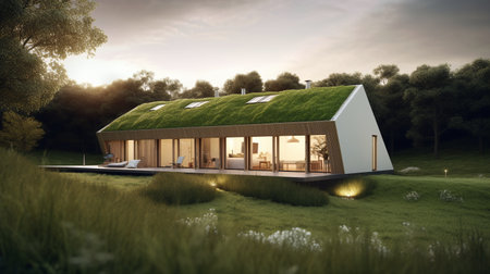 Eco-Utopia: A Sustainable Home for a Sustainable Future - AI generatedの素材