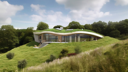 Eco-Utopia: A Sustainable Home for a Sustainable Future - AI generatedの素材