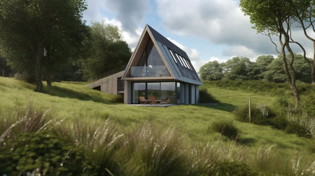 Eco-Utopia: A Sustainable Home for a Sustainable Future - AI generatedの素材