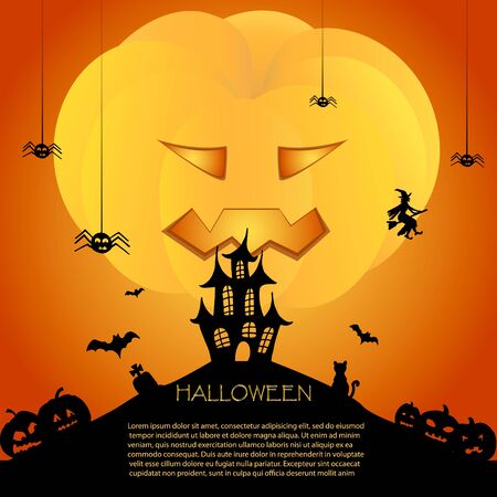 Halloween card with castleのイラスト素材