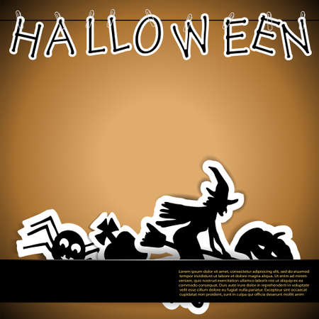 Halloween card with stickers vector illustrationのイラスト素材