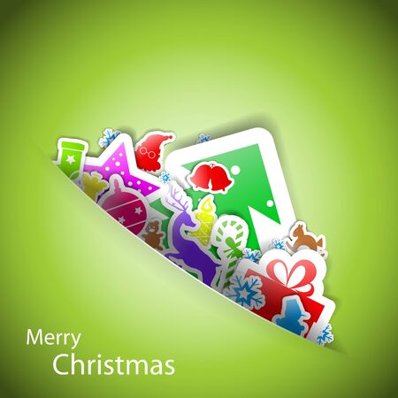 Stickers merry christmas cardのイラスト素材