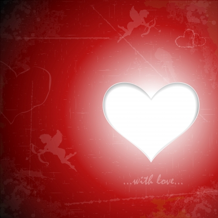 Happy Valentine's Day paper heart on grunge eps10 vector illustrationのイラスト素材