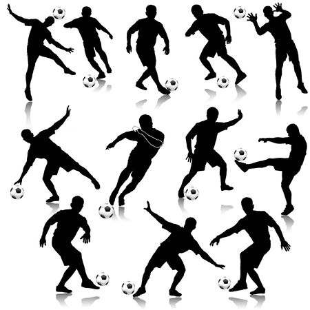 Soccer man silhouette set  illustrationのイラスト素材