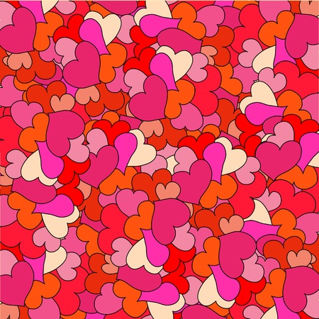 Romantic seamless pattern with hearts. Many pink hearts on ornate background.のイラスト素材