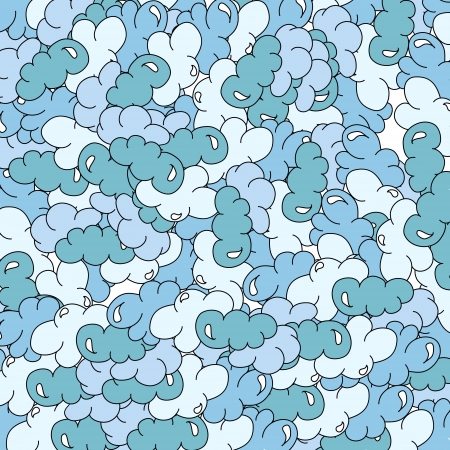 Seamless background with clouds.Wallpaper , creative fabric, blue wrapping with clouds ornaments. のイラスト素材