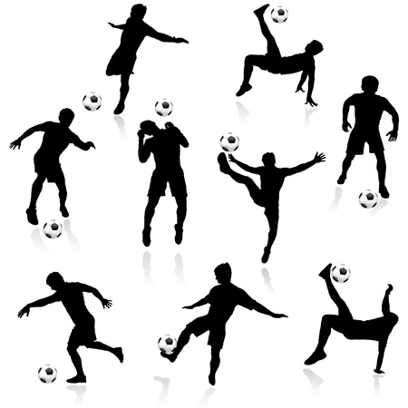 Soccer man silhouette in actionのイラスト素材