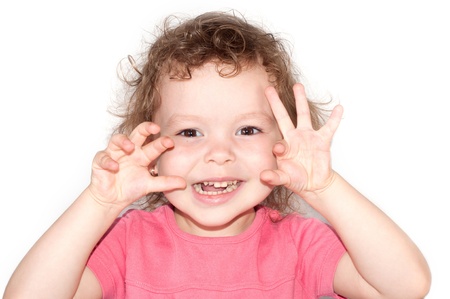 Fun beautiful little girlの写真素材