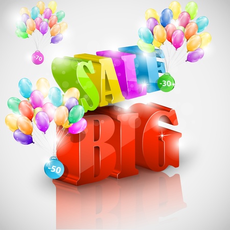Big 3D sale with colorful bubblesのイラスト素材