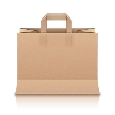 Realistic Beige Paper Shopping Bagのイラスト素材