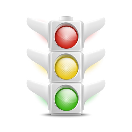 Realistic White Traffic Lights. Vectorのイラスト素材