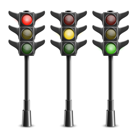Black Traffic Lights On Poleのイラスト素材