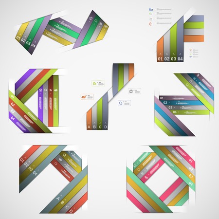 Infographic Paper Strips Set. Vector Illustrationのイラスト素材
