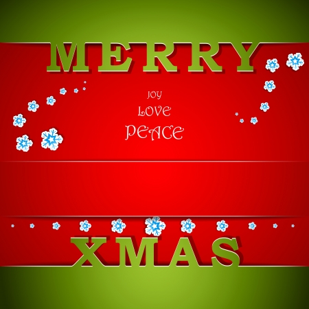 Merry Xmas green and red card with wishes vector illustrationのイラスト素材
