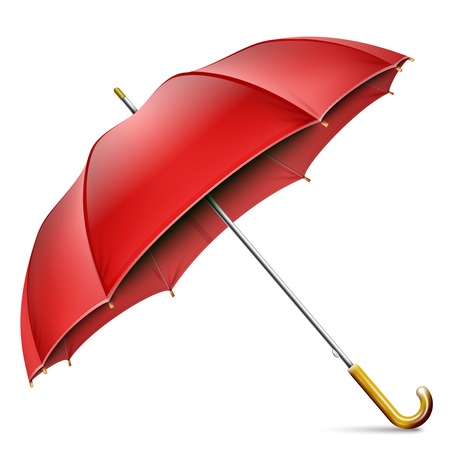 Realistic Open Red Umbrella Isolated On White Background. Vector Illustration.のイラスト素材