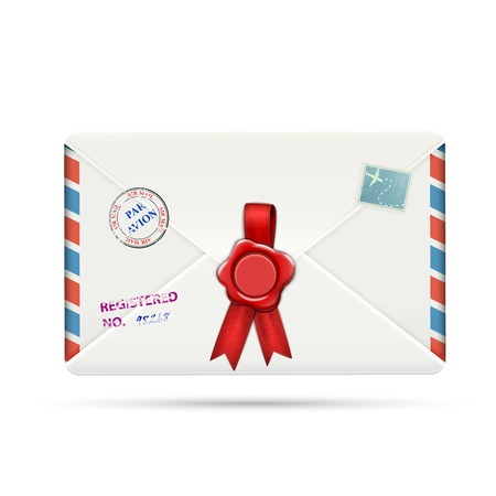 Old-fashioned Airmail Envelope With Seal. Vector Illustration.のイラスト素材