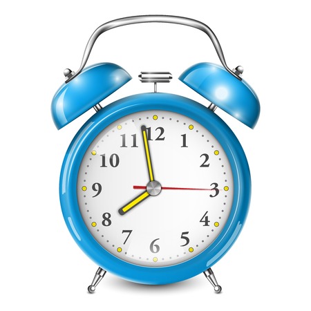 Blue Alarm Clock Isolated On White. Vector Illustration.のイラスト素材