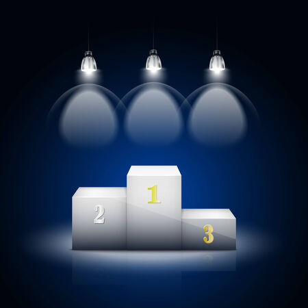 White Pedestal Illuminated By Spotlights. Vector Illustration.のイラスト素材