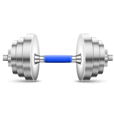 Metallic Glossy Dumbbell Isolated On White. Vector Illustration.のイラスト素材