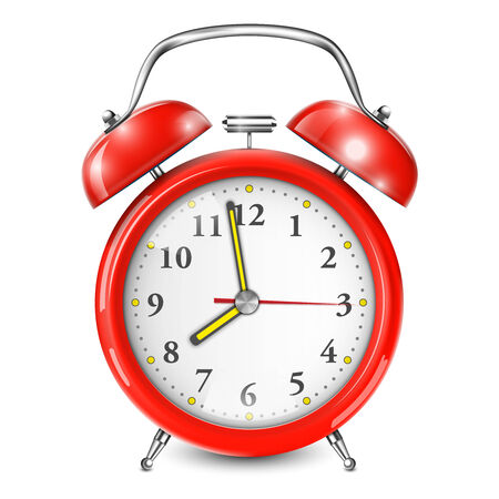 Red Alarm Clock Isolated On White. Vector Illustration.のイラスト素材