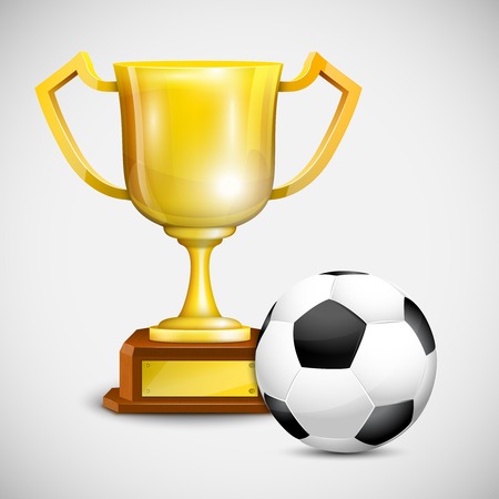 Gold Cup With Soccer Ball. Vector Illustration.のイラスト素材