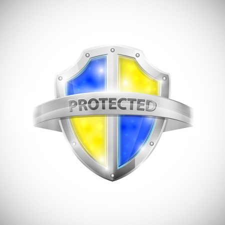 Protection Icon With Glossy Shield. Vector Illustration.のイラスト素材