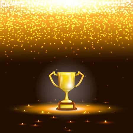 Winner Cup With Spark Rain. Vector Illustration.のイラスト素材