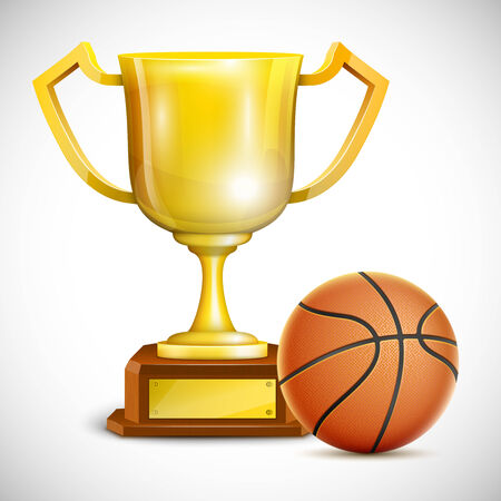 Golden Trophy Cup With Basketball. Vector Illustration.のイラスト素材