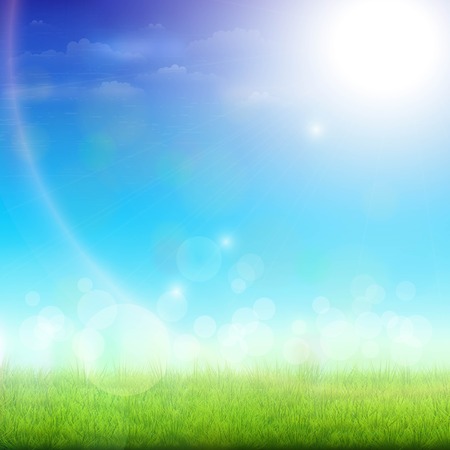 Green Meadow On a Sunny Day. Vector Illustration.のイラスト素材