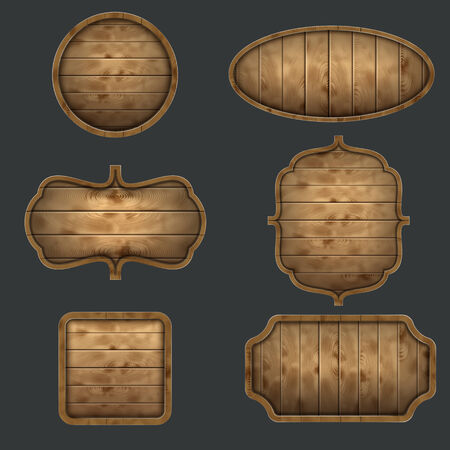 High Quality Set Of Wooden Signboards.のイラスト素材