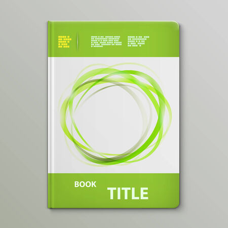 Abstract Green Rings Book Template.のイラスト素材