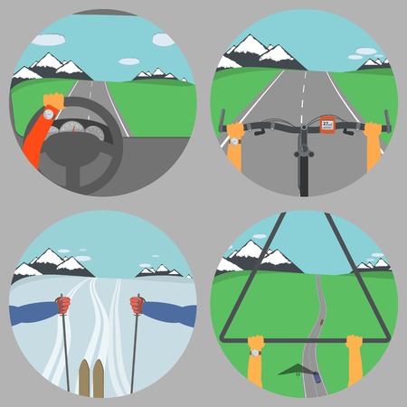 Man Drives Different Vehicle Types.のイラスト素材