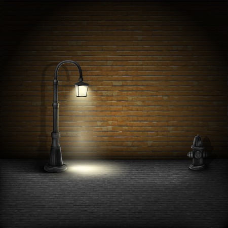 Vintage Streetlamp On Brick Wall Background.のイラスト素材