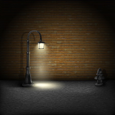 Vintage Streetlamp On Brick Wall Background.