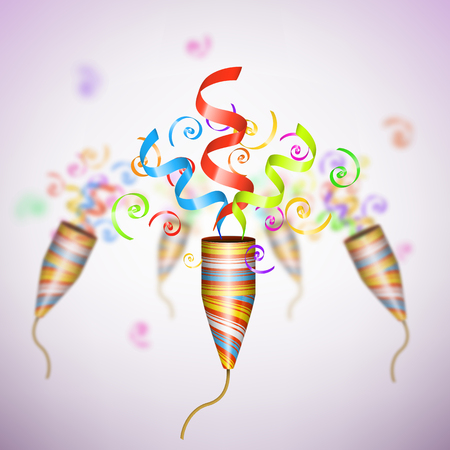 Exploding Party Popper On Blurred Background.のイラスト素材