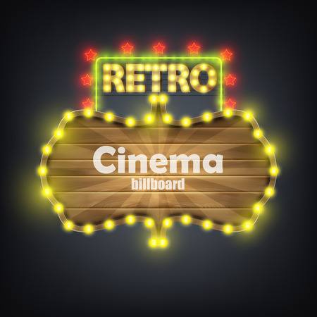 Wooden Cinema Retro Billboard Banner.のイラスト素材